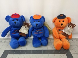 Nolan Ryan Orange Blue Bear Plush 1999 Express to Cooperstown Lot of 3 Stuffed - $16.95