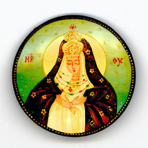 Russian Handpainted Brooches of Religous Saints_brooch_04, Mary - $10.84