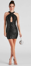 New w/ Tag Women Sequin Party Bodycon Glitz and Glamour Mini Dress SMALL - £35.61 GBP