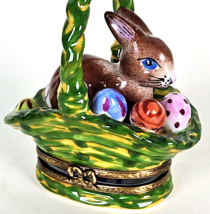 Limoges Peint Main France Trinket Box Bunny Rabbit in Basket Decorative Egg (A66 - £133.71 GBP