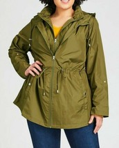 Avenue Women&#39;s Plus Parka In A Pocket Olive Green Size 14/16 Full Zip Ho... - £27.99 GBP