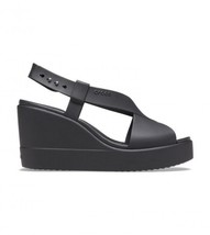 Crocs Brooklyn High Wedge Slip on Shoes Open Toe Black Ankle Strap, Size 7 - $35.74