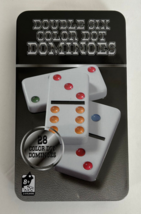 New Double Six Color Dot Dominoes In Collectors Tin Box Black - £11.15 GBP