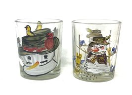 Set/2 Hand Painted Snowman Tealight Holder 2.5 Inches - £13.58 GBP