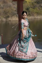 Designer Kalamkari Lehenga For Women , Indian  Bollywood Lahenga with Du... - $76.00