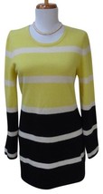 EUC - VERTICAL DESIGN Yellow Black Stripe 100% Cashmere Sweater Size M - $34.65