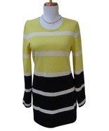 EUC - VERTICAL DESIGN Yellow Black Stripe 100% Cashmere Sweater Size M - £27.25 GBP