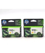 HP 910XL Ink Cartridge Yellow Lot Of 2 New In Box Ex. Oct 2022 FAST SHIP... - $25.99