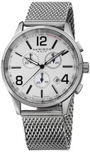 NEW Akribos XXIV AK719SS Men&#39;s Ultimate Swiss Chronograph Silver-Tone Date Watch - £42.86 GBP