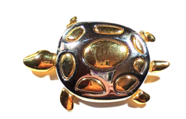 Vintage 2&quot; Silver &amp; Gold Color Tortoise Brooch - $18.99