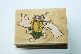 Vtg Disney Classic Piglet with Present Christmas Stamp &quot;Piglet&#39;s Gift&quot; 754H - £19.65 GBP