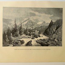 Rosenlau Glacier Gorge 1883 Antique Book Disbound Print of Swiss Alps - $19.70