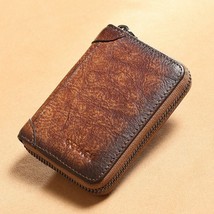 Leather Men Women Card Holder Case Zipper Closure Money Coin Purse Bag W... - £24.41 GBP