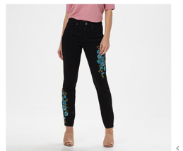 Martha Stewart Regular Embroidered 5-Pocket Ankle Jeans Blk/Blue Poppy S... - £11.10 GBP