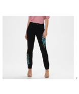 Martha Stewart Regular Embroidered 5-Pocket Ankle Jeans Blk/Blue Poppy S... - $19.22 CAD