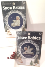 Set Of 2 Snow Babies Slipping and Sliding Counted Cross Stitch Ornament ... - £14.57 GBP