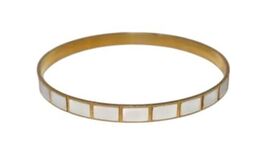 Trifari Crown Gold Tone White Enamel Bangle Bracelet - $14.99