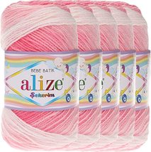 Alize 5 x 100 g Sekerim Bebe Batik First Class Turkish Wool, 100% Acrylic Hand K - £26.47 GBP+