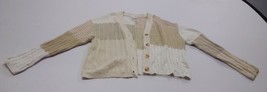 Color Block Sweater Cardigan w/ Buttons (Ivory/Tan, Medium) - $16.62