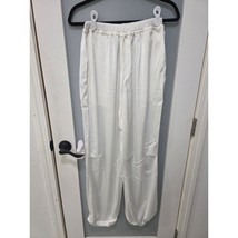 Maeve Anthropologie White Satin Drawstring Pants XS Wide Leg Lounge - $35.00