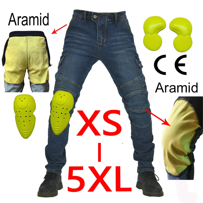 aramid Motorcycle Pants Moto Jeans Men Motocross Pants + protectors protections - £103.63 GBP+