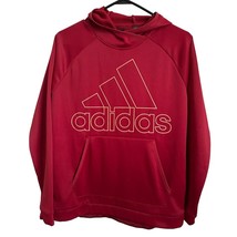 Adidas Women&#39;s Hoodie Sweatshirt Medium Red Climawarm Logo Polyester Shirt Top - £8.44 GBP