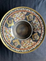 Antique Indien Copper &amp; handpainted baptism font - dish - $132.34