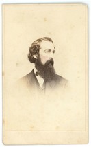Antique Hand Tinted CDV Circa 1860&#39;S Handsome Man Long Beard Crane Philadelphia - £9.52 GBP