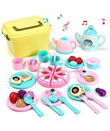Toy Tea Set For Little Girls, Kids Tea Party Set Includes Kettle With Li... - £41.50 GBP