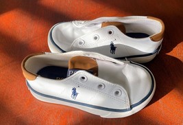 Polo Ralph Lauren Fantor IV Shoes Toddler Sz 6 White Leather Lace Up Sne... - $26.73