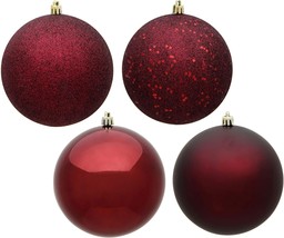 Vickerman 6 in. Large Burgundy Shiny UV Christmas Ornament Ball - 4 per Bag - $650.22 MXN