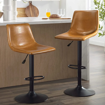 Swivel Counter Height Bar Stools w Back Set of 2 Adjustable Dining Barstools - £131.24 GBP