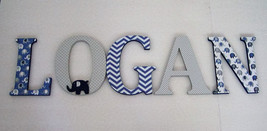 Wood Letters-Nursery Decor- Navy Blue &amp; Grey Elephant theme- Price Per L... - £9.87 GBP