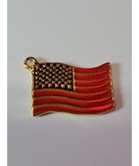 American Flag Enamel Charm Signed Phister Enterprise 1998 - $12.99