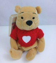 Vintage The Disney Store Pooh With Red Sweater 8&quot; Bean Bag Plush - $9.89