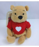 Vintage The Disney Store Pooh With Red Sweater 8&quot; Bean Bag Plush - $9.89