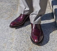 Mens Maroon Tone Stylish Fashion Lace Up Premium Leather Apron Toe Oxford Shoes - £120.54 GBP+