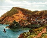 Un R Quinton Watercolor Polperro Dal Cliffs Inghilterra UK Unp DB Cartol... - £13.64 GBP