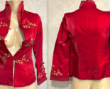 VTG Bo Xi Hua Asian Floral Red 16&quot; Chest Cultural Medium Blazer Jacket J... - £16.36 GBP