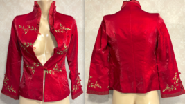 VTG Bo Xi Hua Asian Floral Red 16&quot; Chest Cultural Medium Blazer Jacket J... - $20.93