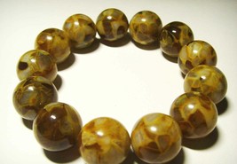 Amber bracelet Natural Baltic amber pressed round beads  elastic - £110.44 GBP