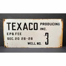 Vintage Texaco Porcelain Oil Well Lease Sign 12 x 24 Kern County Califor... - £98.29 GBP