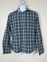 Merona Men Size M Blue Plaid Button Up Shirt Long Sleeve Pocket - £8.45 GBP