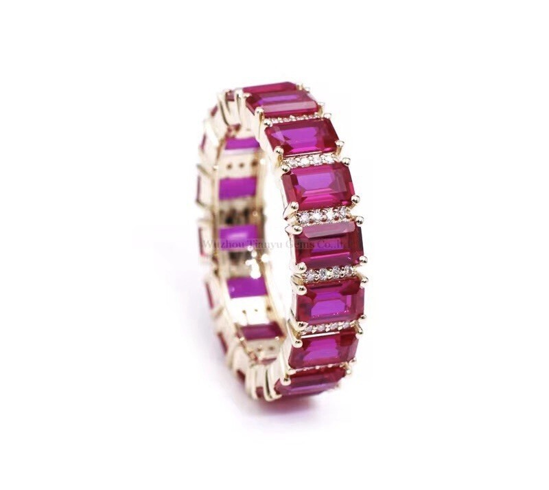 18k Gold Eternity Ring Ruby Diamonds Full Eternity Ring 18 Carats - Stone Queen Item image 9