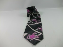 Spider Spooky Scary Halloween Black Purple 58&quot; Neck Tie Necktie - £15.18 GBP