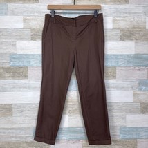 Cynthia Rowley Ankle Crop Trouser Pants Brown Mid Rise Cuffed Casual Womens 4 - £15.56 GBP