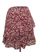 A Beautiful Soul Maroon Leopard Print Ruffled Pull On Skirt Plus 1X - £19.69 GBP