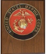 US Marine Corps Solid Brass Emblem 6 1/2&quot; Painted Insignia Plaque Military - $132.38 CAD