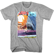 Jaws Scrapbook Men&#39;s T Shirt Shark Movie Poster Ocean Surf Steven Spielberg - £19.24 GBP+