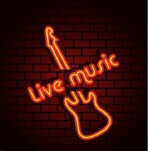 New Live Music Guitar Beer Bar Neon Sign 24&quot;x20&quot; Ship - £196.72 GBP